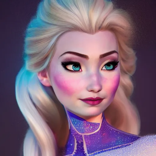 Image similar to Anna Faith Carlson as Elsa from Frozen, portrait, fantasy, medieval, vivid colors, elegant, concept art, sharp focus, beautiful face, digital art, Hyper-realistic, 4K, Unreal Engine, Highly Detailed, HD, Dramatic Lighting by Brom, trending on Artstation