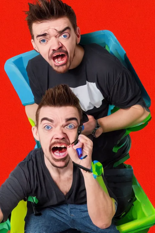 Image similar to jacksepticeye yelling at a bucket