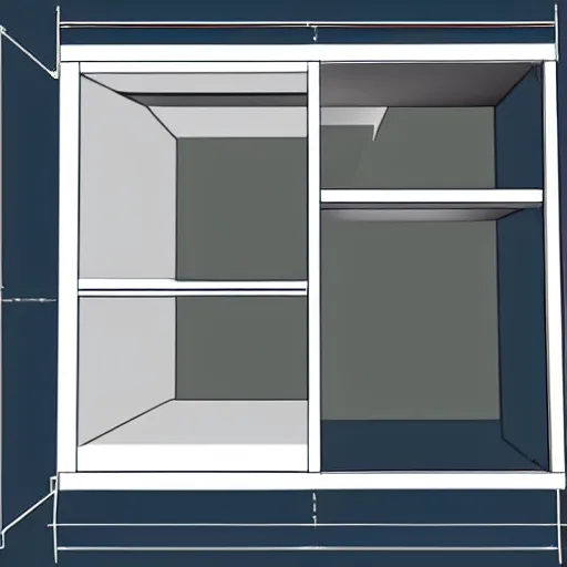 Prompt: blueprint of a 6 by 8 foot room with a window in the middle of the 8 foot wall