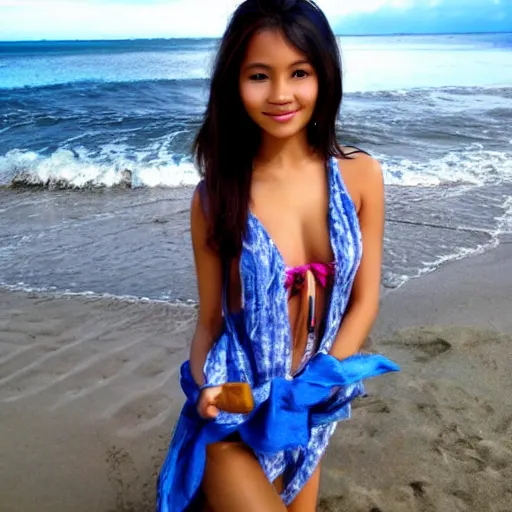 Prompt: beautiful Philippines girl at the beach