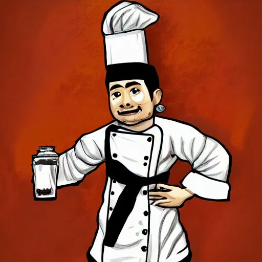 Image similar to dragon in chef's attire, digital painting