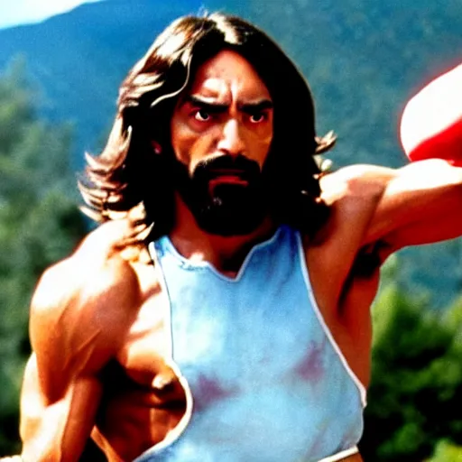 Image similar to Jesus as Rocky in the Rocky movie