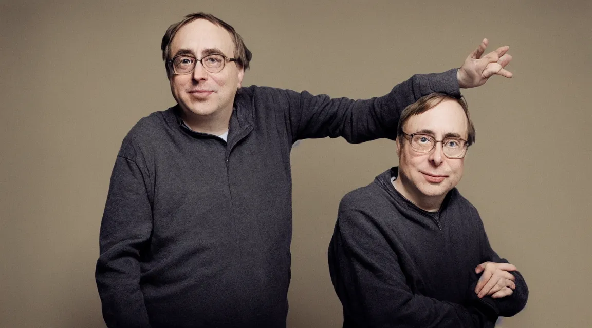 Image similar to portrait of Linus Torvalds taked by Annie Leibovitz