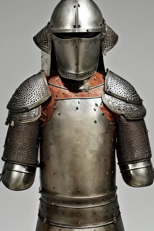 Prompt: a medieval knight armour set, extremely detailed and intricate.