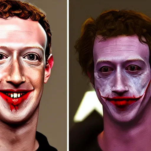 Image similar to mark zuckerberg as the joker