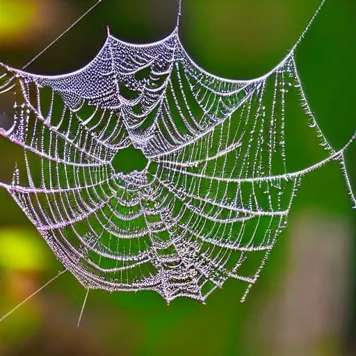 Image similar to an intricate cobweb covered in dew, macro