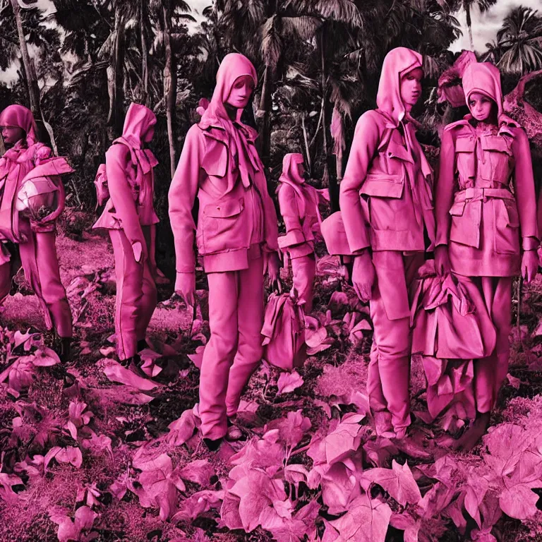 Prompt: fashion editorial campaign by richard mosse