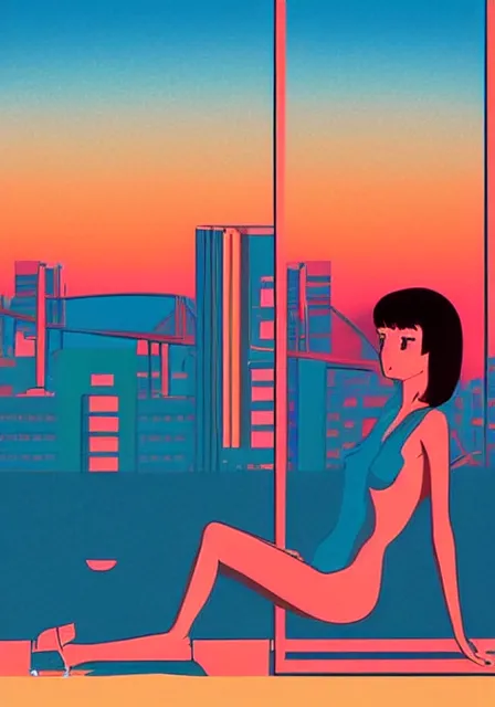 Prompt: peaceful artwork in the style of hiroshi nagai