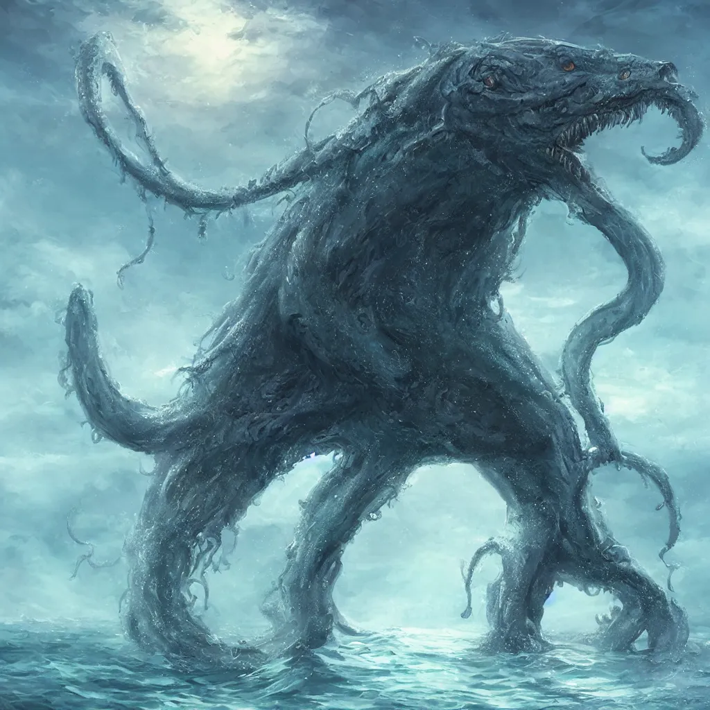 Prompt: lovecraftian sea monster by wlop