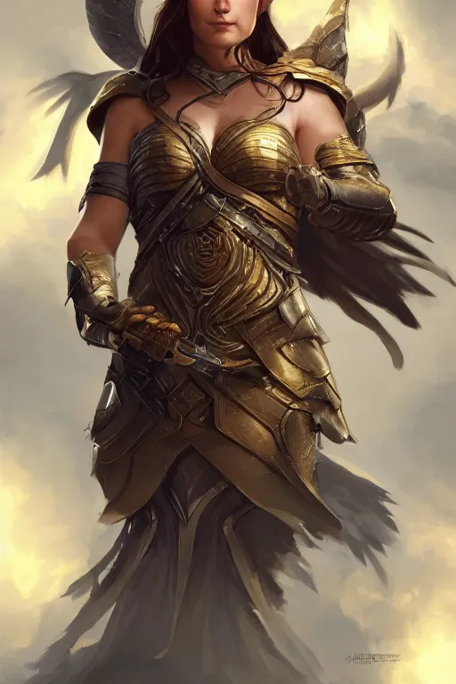 Image similar to amazon valkyrie athena, d & d, fantasy, portrait, highly detailed, headshot, digital painting, trending on artstation, concept art, sharp focus, illustration, art by artgerm and greg rutkowski and magali villeneuve