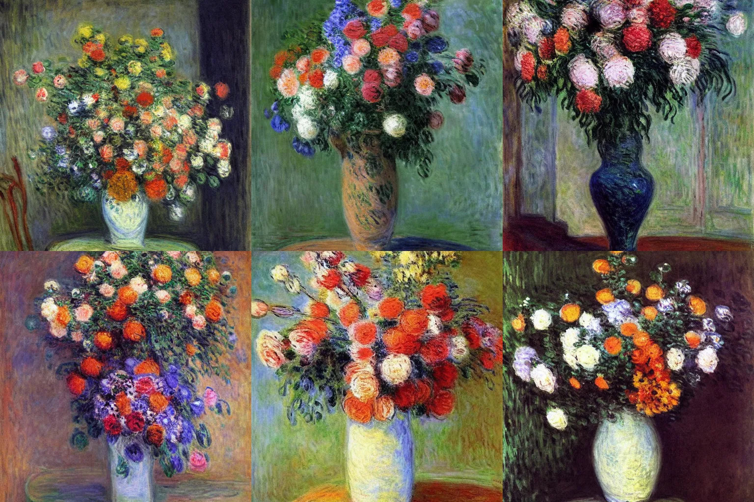 Prompt: a vase full of beautiful flowers, by claude monet