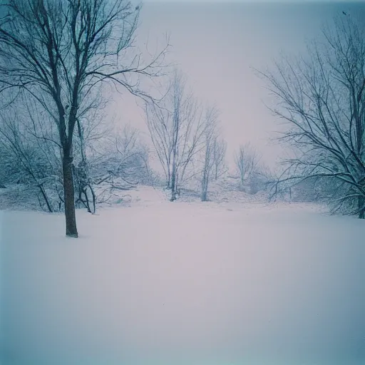 Prompt: photo, green river wyoming, snowstorm, kodak ektachrome 1 2 0,