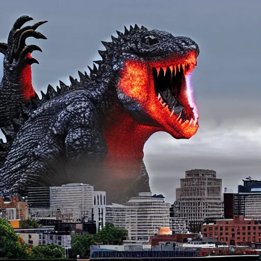 Image similar to godzilla attacking albany new york