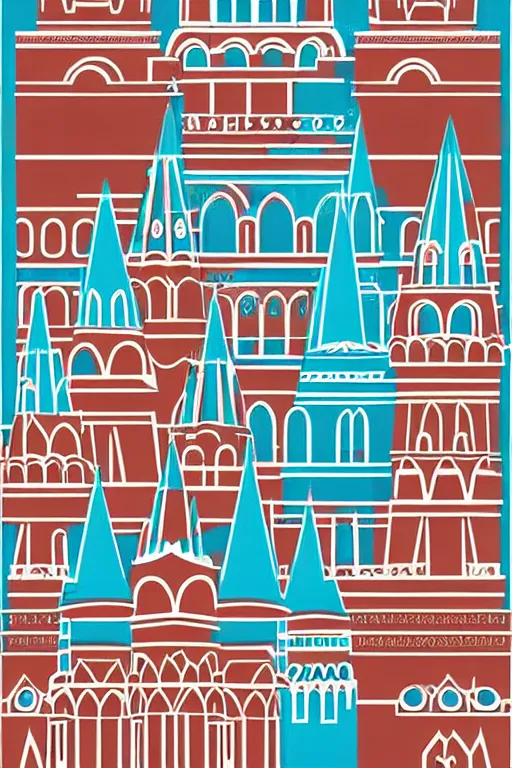 Image similar to minimalist boho style art of colorful moscow, illustration, vector art