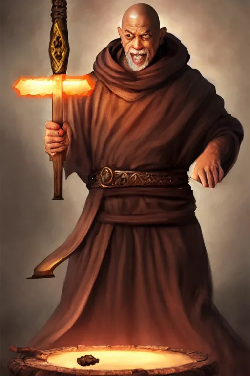 Image similar to monk with draconic face features, wearing a simple robe, holding a war hammer, highly detailed, d & d, fantasy, highly detailed, digital painting, trending on artstation, concept art, sharp focus, illustration, global illumination, shaded, art by artgerm and greg rutkowski and fuji choko and viktoria gavrilenko and hoang lap