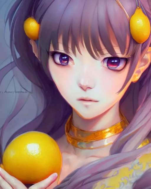 Image similar to character concept art of an anime goddess of lemons | | cute - fine - face, pretty face, realistic shaded perfect face, fine details by stanley artgerm lau, wlop, rossdraws, james jean, andrei riabovitchev, marc simonetti, and sakimichan, trending on artstation