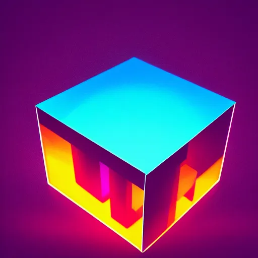 Image similar to photo of a diorama of the hole universe inside a epoxy resin cube, very colourful, cinematic lighting, soft neon, octane render, trending on Artstation