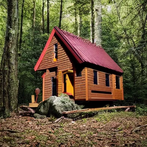 Image similar to a Eerie cabin in the middle of the woods made out of lego