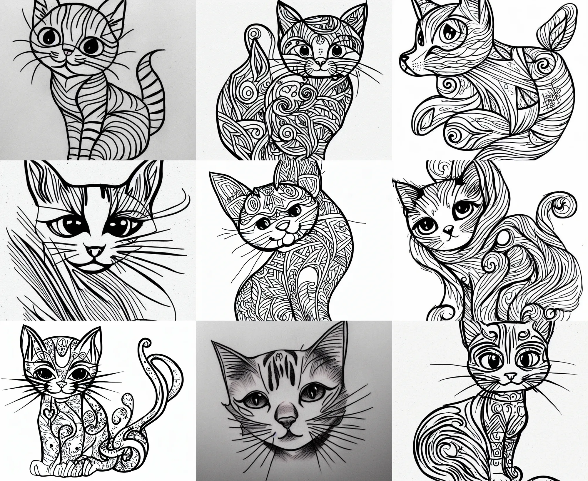 Image similar to Tattoo Design line sketch adorable lineart kitten, bolt lines very aesthetic