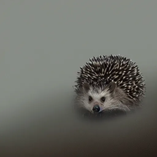 Prompt: hedgehog in fog, surreal art