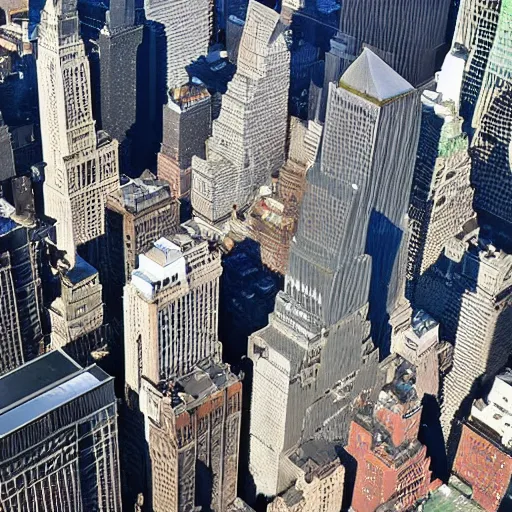 Prompt: aerial photo of a giant bird in new york,