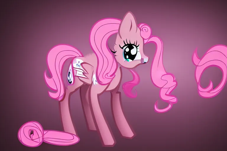 Prompt: Pinkie Pie equine, back towards camera, facing away, professional photography and mood lighting, equine photo, sitting down, flowing mane and tail, relaxed expression