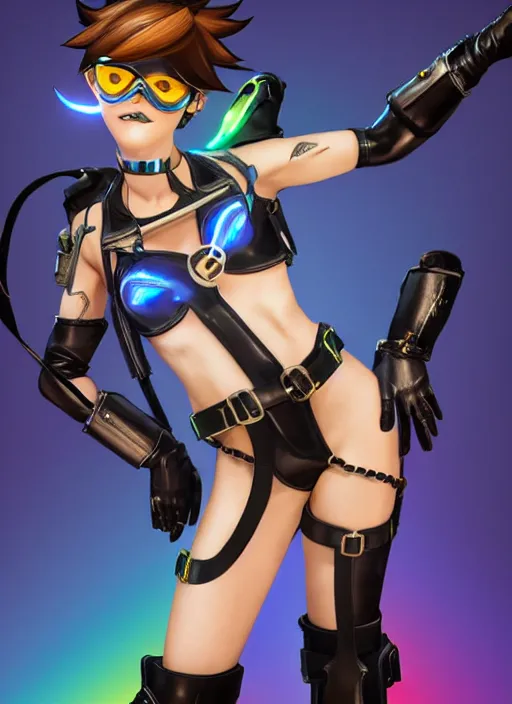 first-cobra23: Tracer from Overwatch wearing latex clothing, hyper