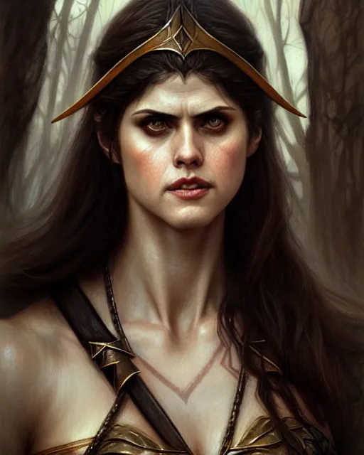 Image similar to alexandra daddario as a female elvish barbarian | | pencil sketch, realistic shaded, fine details, realistic shaded lighting poster by greg rutkowski, magali villeneuve, artgerm, jeremy lipkin and michael garmash and rob rey