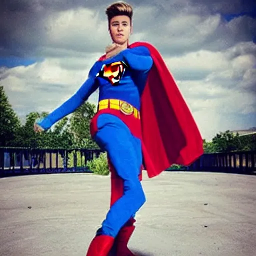 Prompt: justin bieber as superman