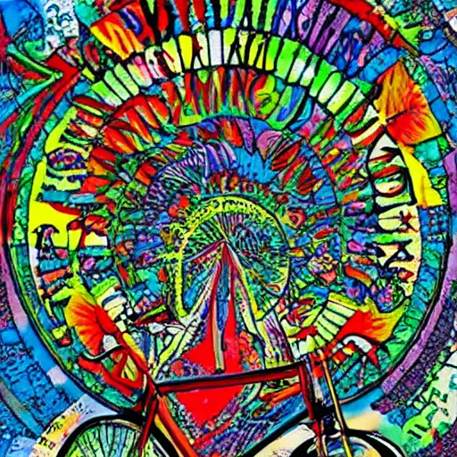 Image similar to albert hofmann bicycle day art