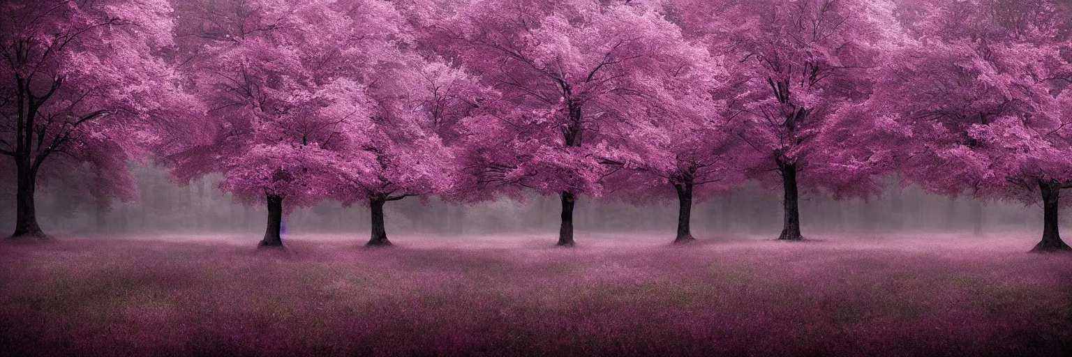 Prompt: michal karcz photo of a beautiful landscape. , purple trees, detailed, elegant, intricate, 4k,