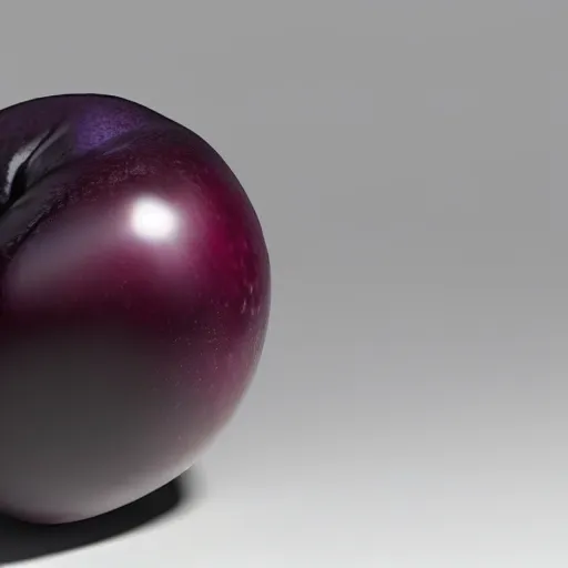 Image similar to upclose, intricate hyper detailed ultra sharp plum on a table, plum shaped as face of jeff goldblum, material is!!! plum!!!, sentient fruit, sharp focus, global illumination, radiant light, alexandre ferra, irakli nadar, octane render, unreal engine, 4 k, ultra hd,