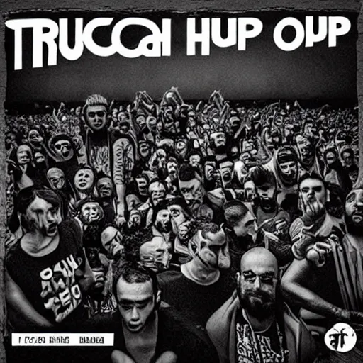 Prompt: a new album cover from italian hip hop collective truceklan