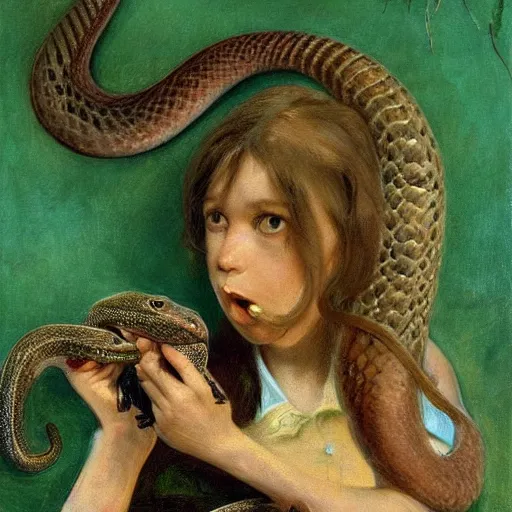 Image similar to A beautiful mixed media art of a snake eating its own tail that seems to go on forever. orpist by Albert Bierstadt, by Cornelia Parker lively