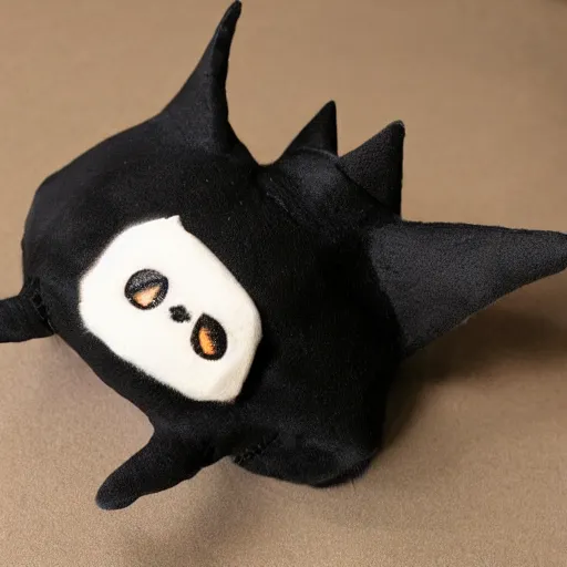 Prompt: soft plushie toy of a cute bat