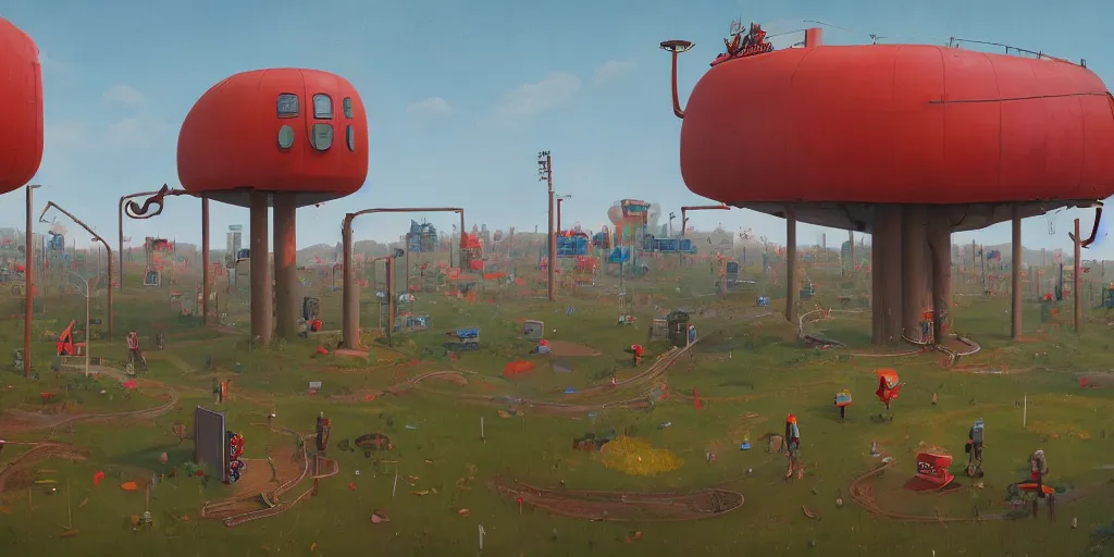 Image similar to wheres wally, simon stalenhag