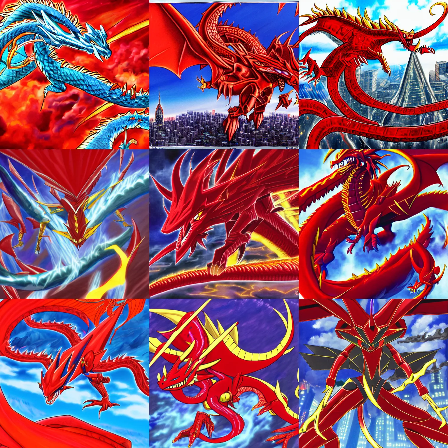 Prompt: slifer the sky dragon did 9/11, detailed high resolution illustration