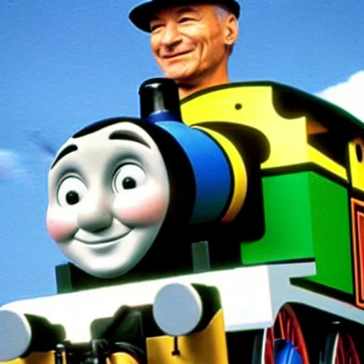 Image similar to patrick stewart as thomas the tank engine.