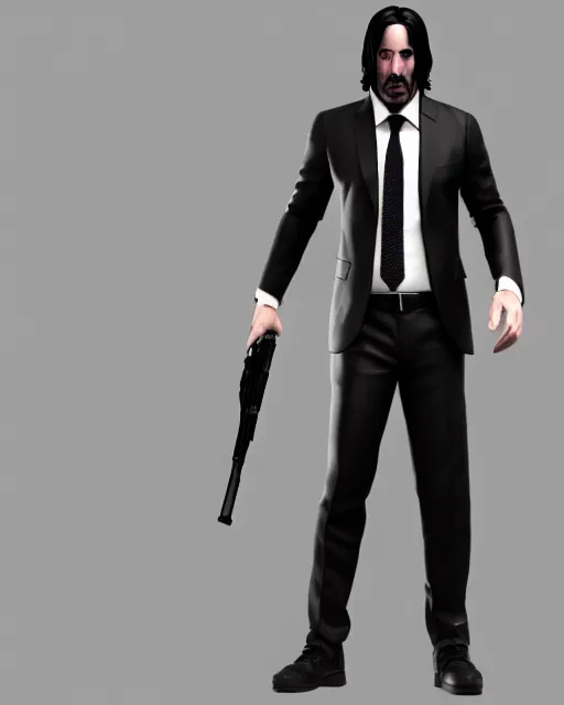 Image similar to full body 3d render of John Wick as a youtooz, studio lighting, white background, blender, trending on artstation, 8k, highly detailed