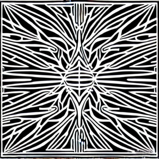 Prompt: black and white svg vector art panel for cnc plasma, laser, stencil, unique art deco forest design