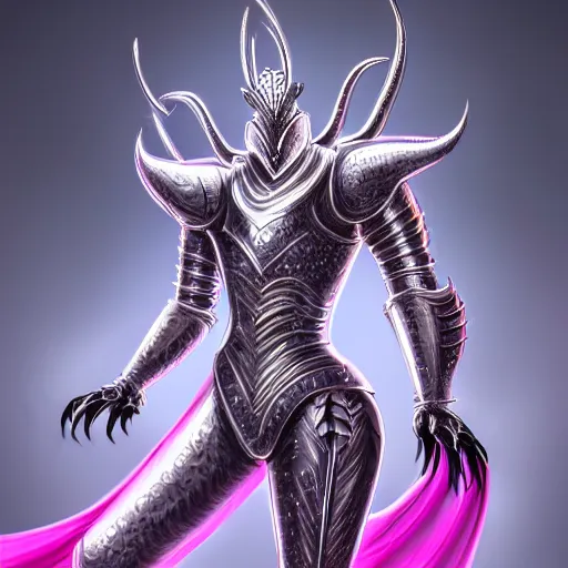 Prompt: highly detailed exquisite fanart, of a luxury car, shiny silver armor engraved, Fuchsia skin beneath the armor, elegant pose, close-up shot, streamline design, full body shot, epic cinematic shot, long elegant tail behind, sharp claws, robot dragon hands and feet, professional digital art, high end digital art, singular, realistic, DeviantArt, artstation, Furaffinity, 8k HD render