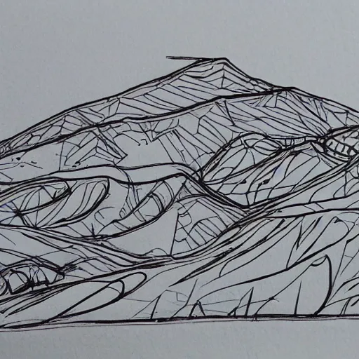 Image similar to a black pen sketch of a martian landscape, beginner, intermediate art, anatomy, paper art