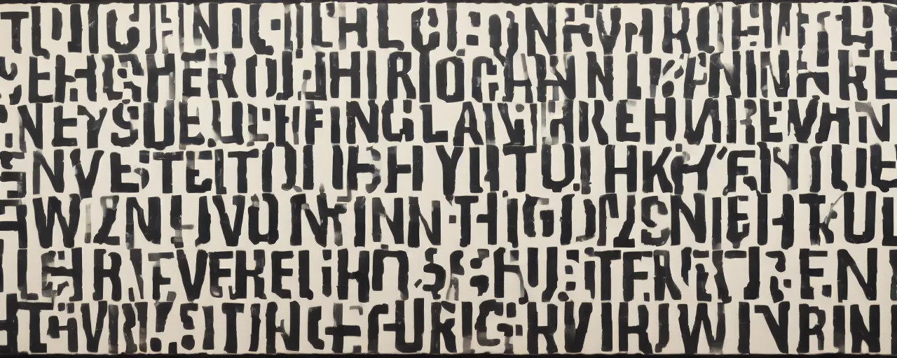 Image similar to a typographic painting of stenciled letters, by Christopher Wool, oil paint, Concrete poetry, abstract, words, Highly Detailed