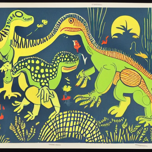 Image similar to dinosaurs by Edward Bawden