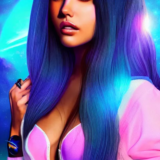 Image similar to madison beer a an intergalactic popstar, render, blender render, unity render, 4 k wallpaper, art station trending, artstation 4 k coherent, coherent, 4 k, detailed