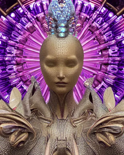 Image similar to a highly detailed metahuman 4 k close up render of an alien goddess bella hadid monument bird in iris van herpen dress schiaparelli in diamonds crystals swarovski and jewelry iridescent in style of alphonse mucha gustav klimt trending on artstation made in unreal engine 4