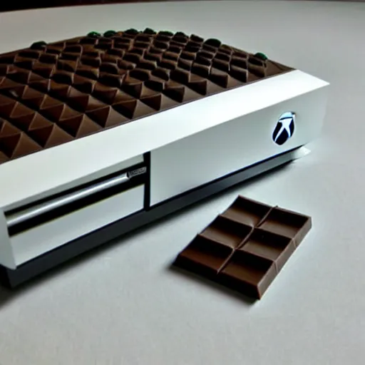 Image similar to an xbox 3 6 0, made of chocolate, delicious