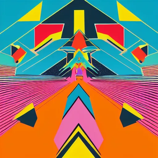 Image similar to an incredible abstract vector 80s album cover