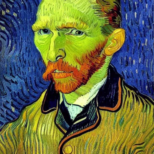 Prompt: portrait by vincent van gogh of a lemon wearing a suit