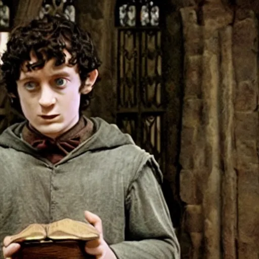 Image similar to frodo baggins in hogwarts